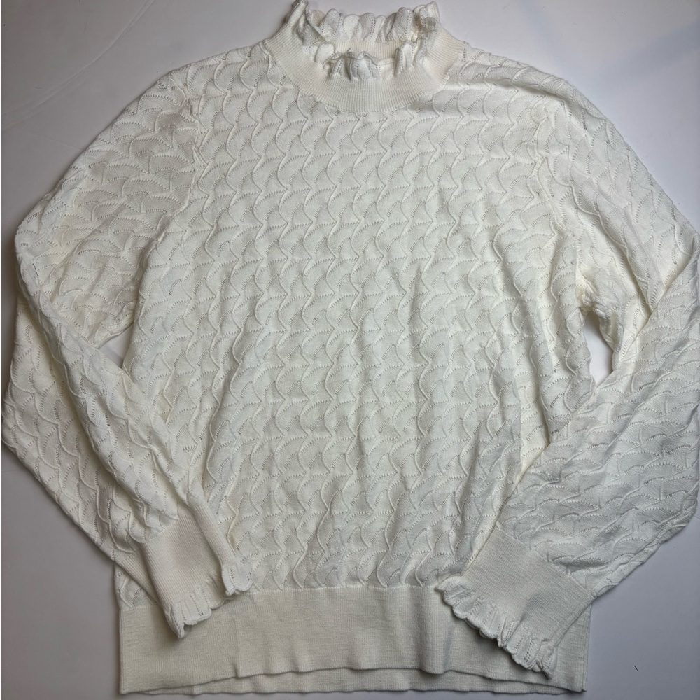 Sundance Frances ruffle scallop turtleneck sweater